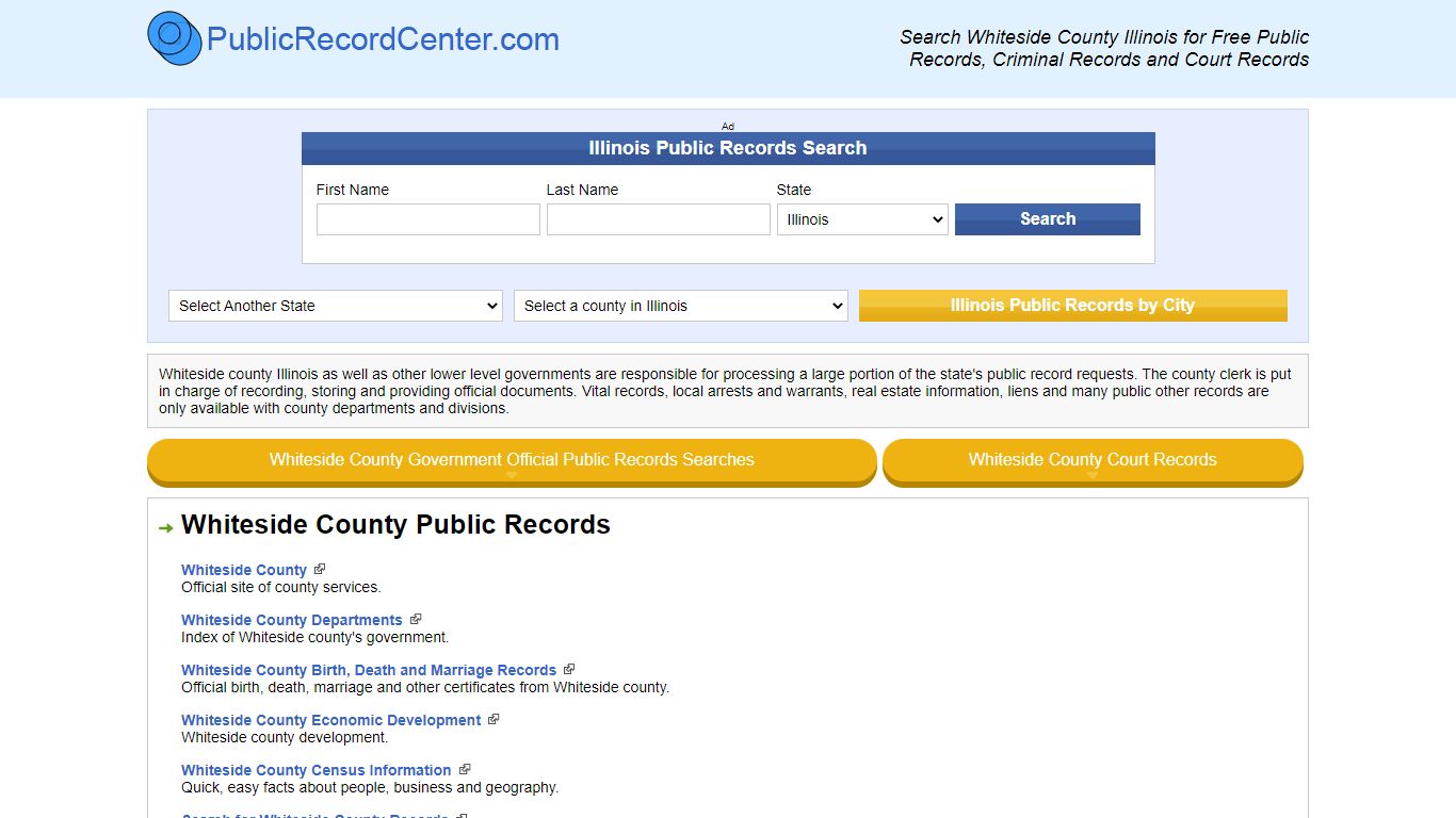 Whiteside County Illinois Free Public Records - Court ...