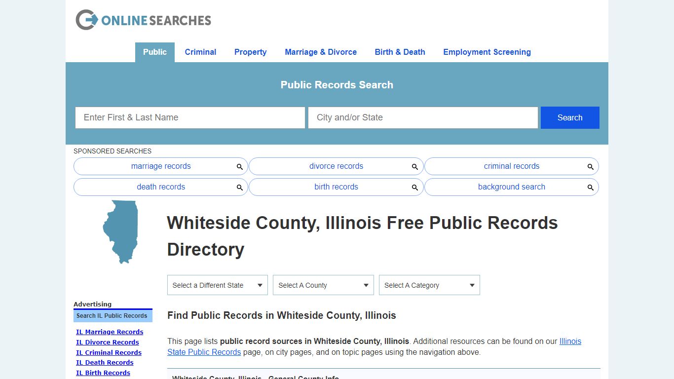 Whiteside County, Illinois Public Records Directory