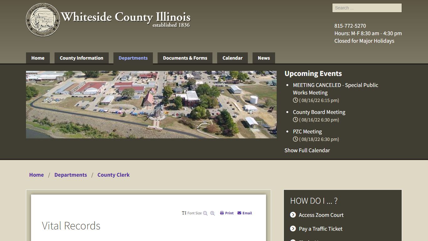 Vital Records - Whiteside County, Illinois